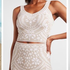 Express Jacquard Printed Crop Sweater Tank